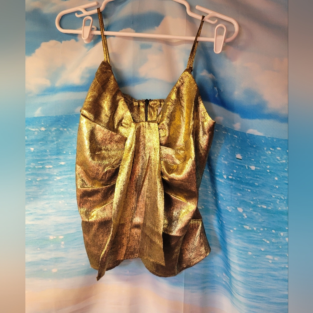 J.O.A From Anthropologie NWT Gold Metallic Top Women's Size Small